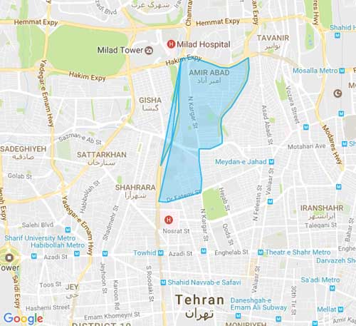 نقشه امیر آباد- تهران