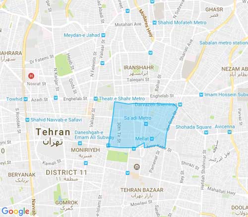 نقشه فردوسی - تهران