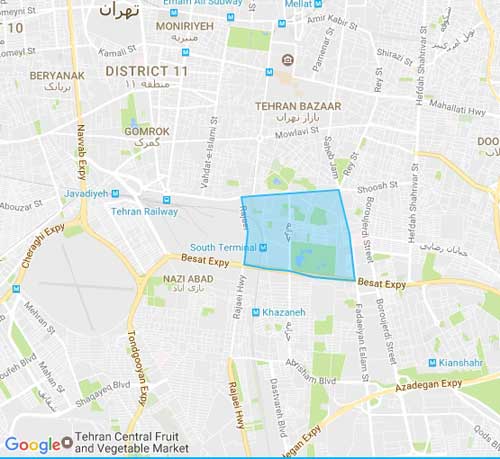نقشه ترمینال جنوب - تهران